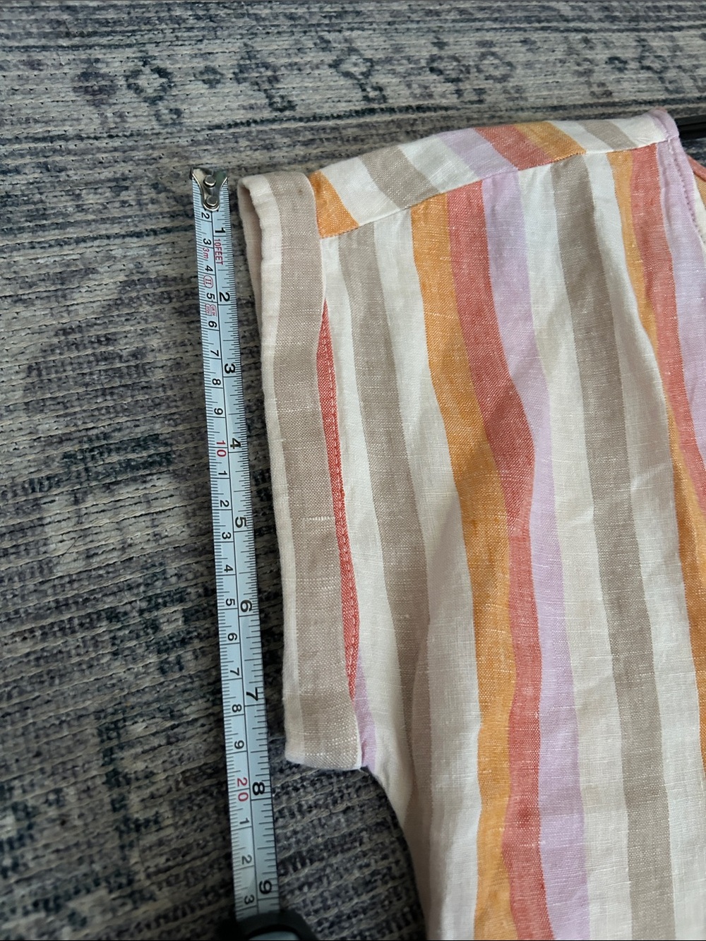 Loft Oversized Small Linen Multicolor Striped V-Neck Dress - Picture 8 of 8